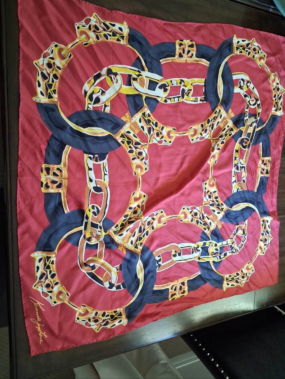 Vintage Leopard Chain Print Scarf